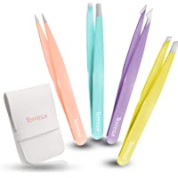 Pinzas de precisión para cejas- paquete de pinzas Terresa de 4 paquetes para depilación encarnada- herramientas…